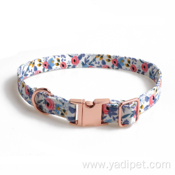 Full Metal Rose Gold Button Bow Dog Collar